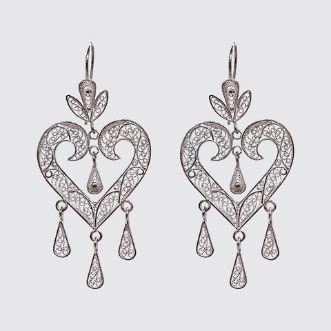 Ornate Filigree Silver Heart Earring (one of a kind)