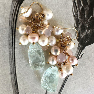 Aquamarine Freshwater Pearl Earrings