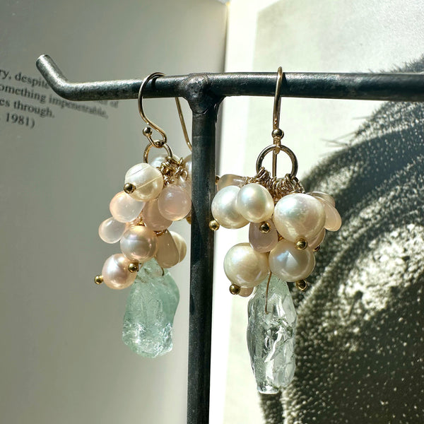 Aquamarine Freshwater Pearl Earrings