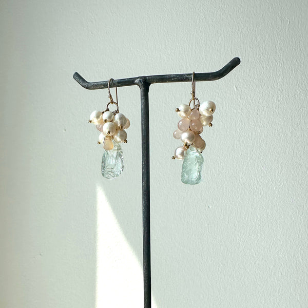 Aquamarine Freshwater Pearl Earrings