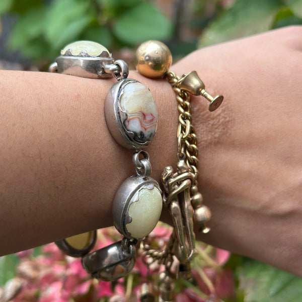 Vintage Sterling Agate Bracelet