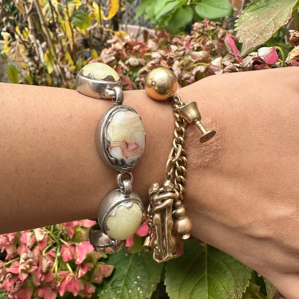 Vintage Sterling Agate Bracelet
