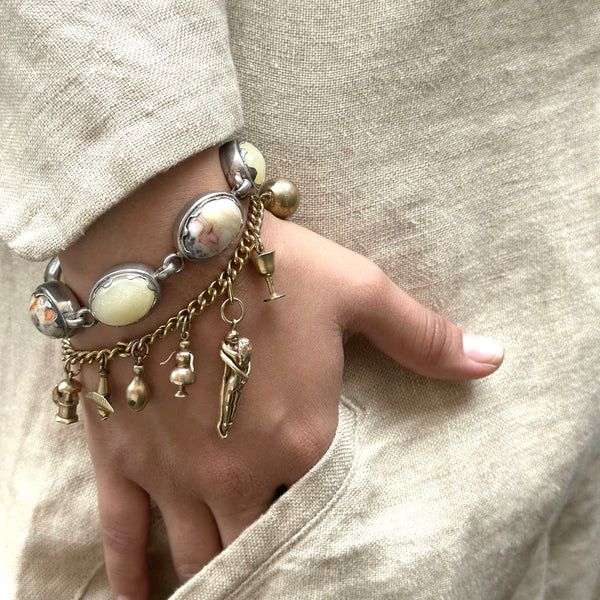 Vintage Sterling Agate Bracelet