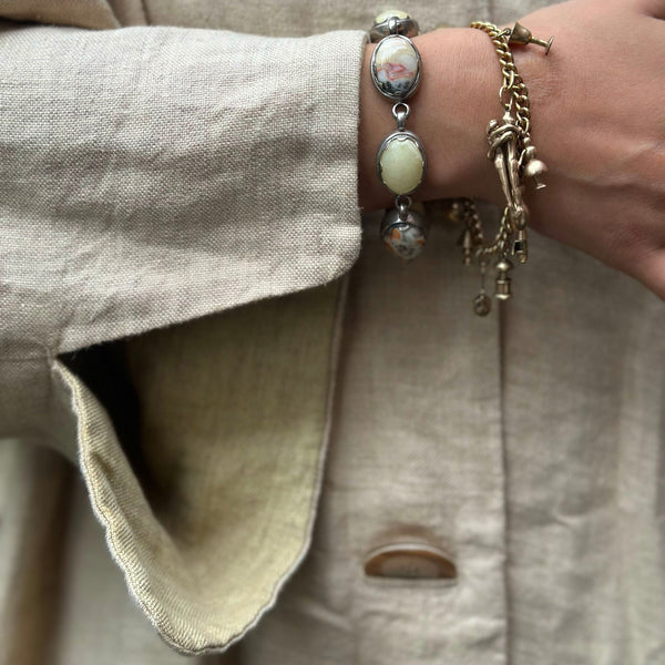 Vintage Sterling Agate Bracelet