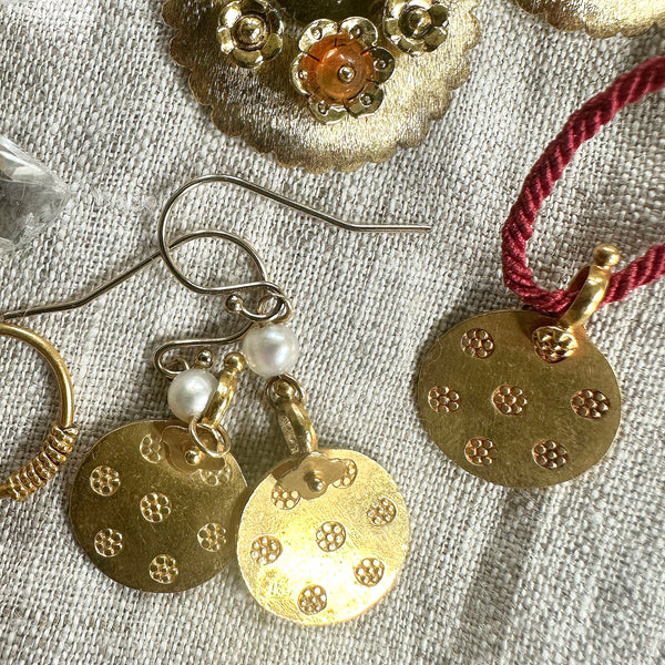 22k Gold Floral Charm on Cord