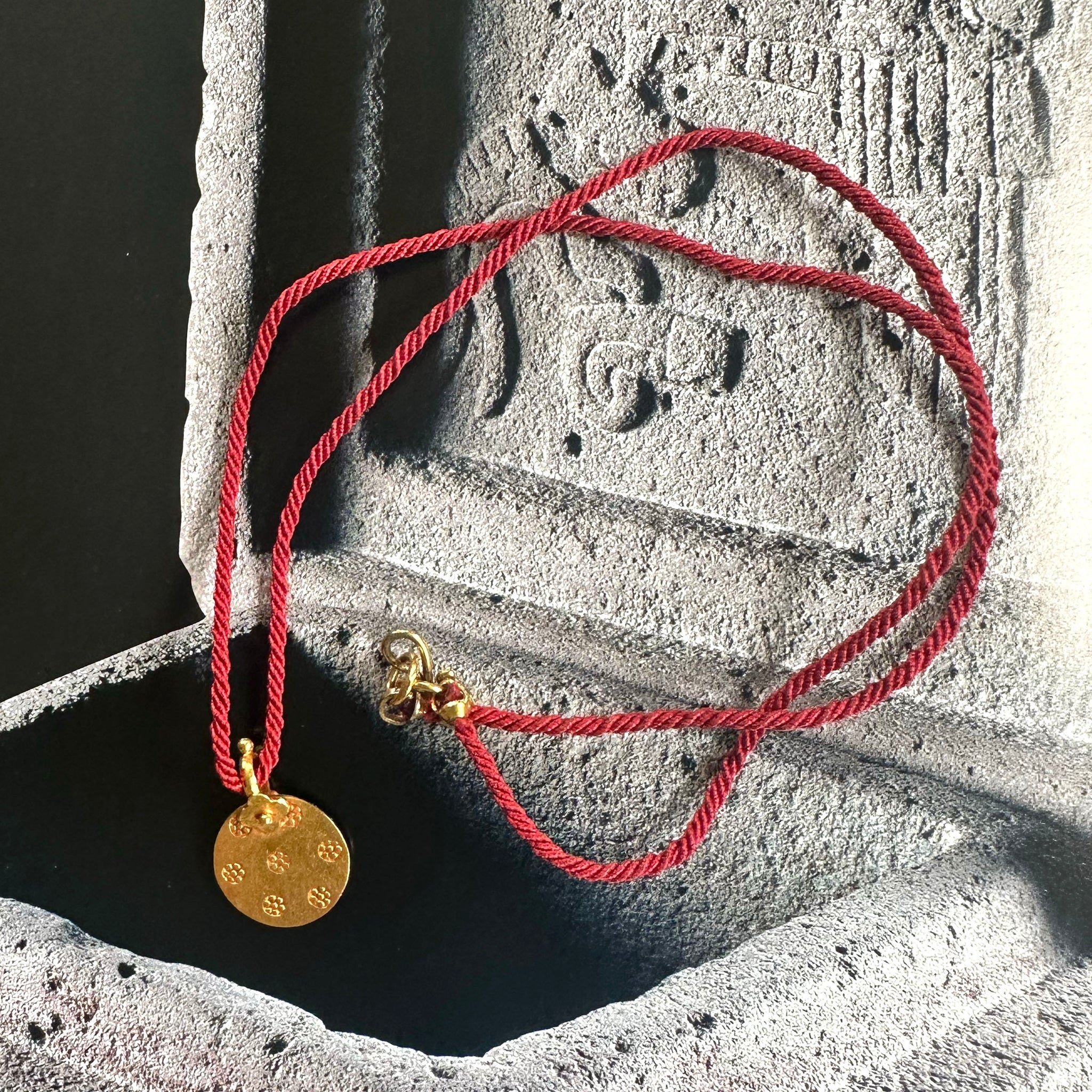 22k Gold Floral Charm on Cord