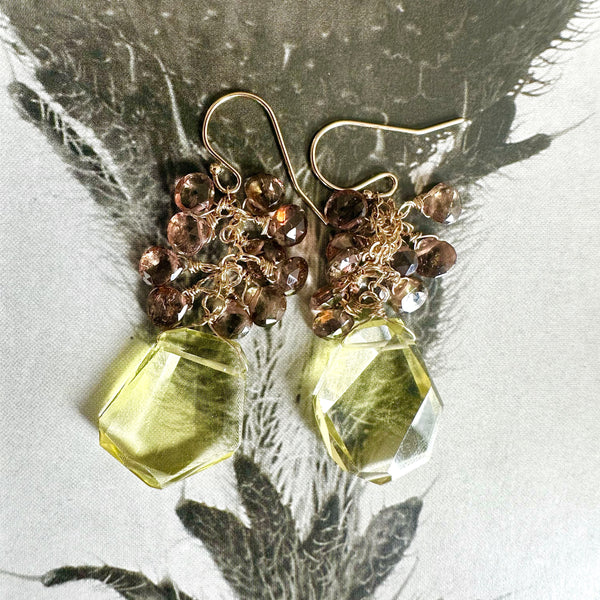 Citrine Smoky Cluster Earrings