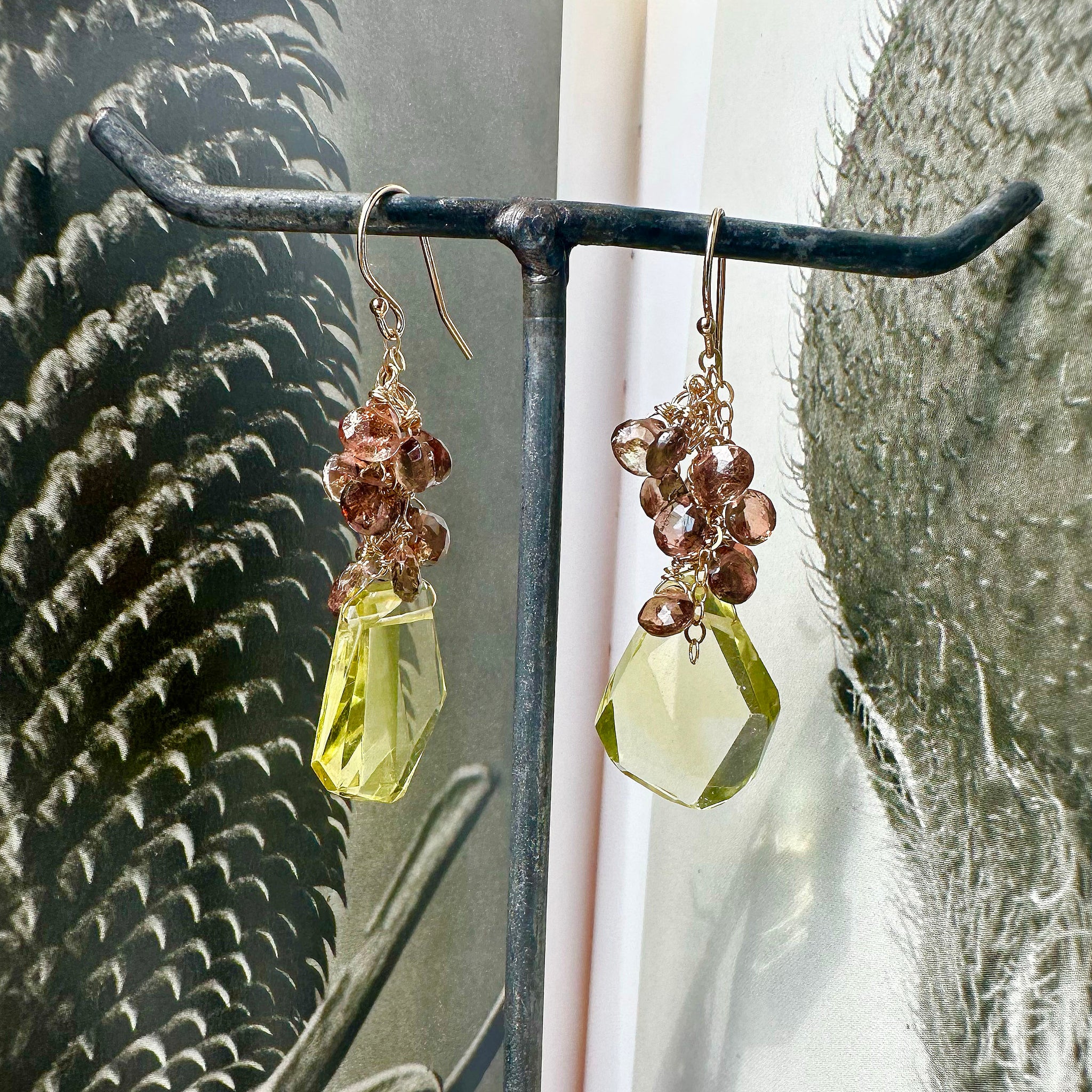 Citrine Smoky Cluster Earrings