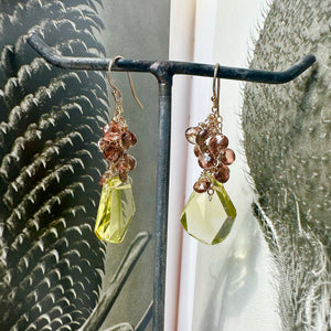 Citrine Smoky Cluster Earrings