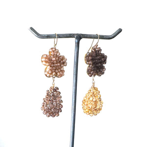 Contrasting Smoky Quartz & CZ Earrings