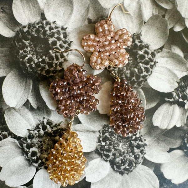 Contrasting Smoky Quartz & CZ Earrings