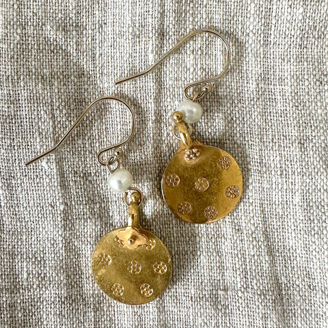 22k Gold & Pearl Earrings