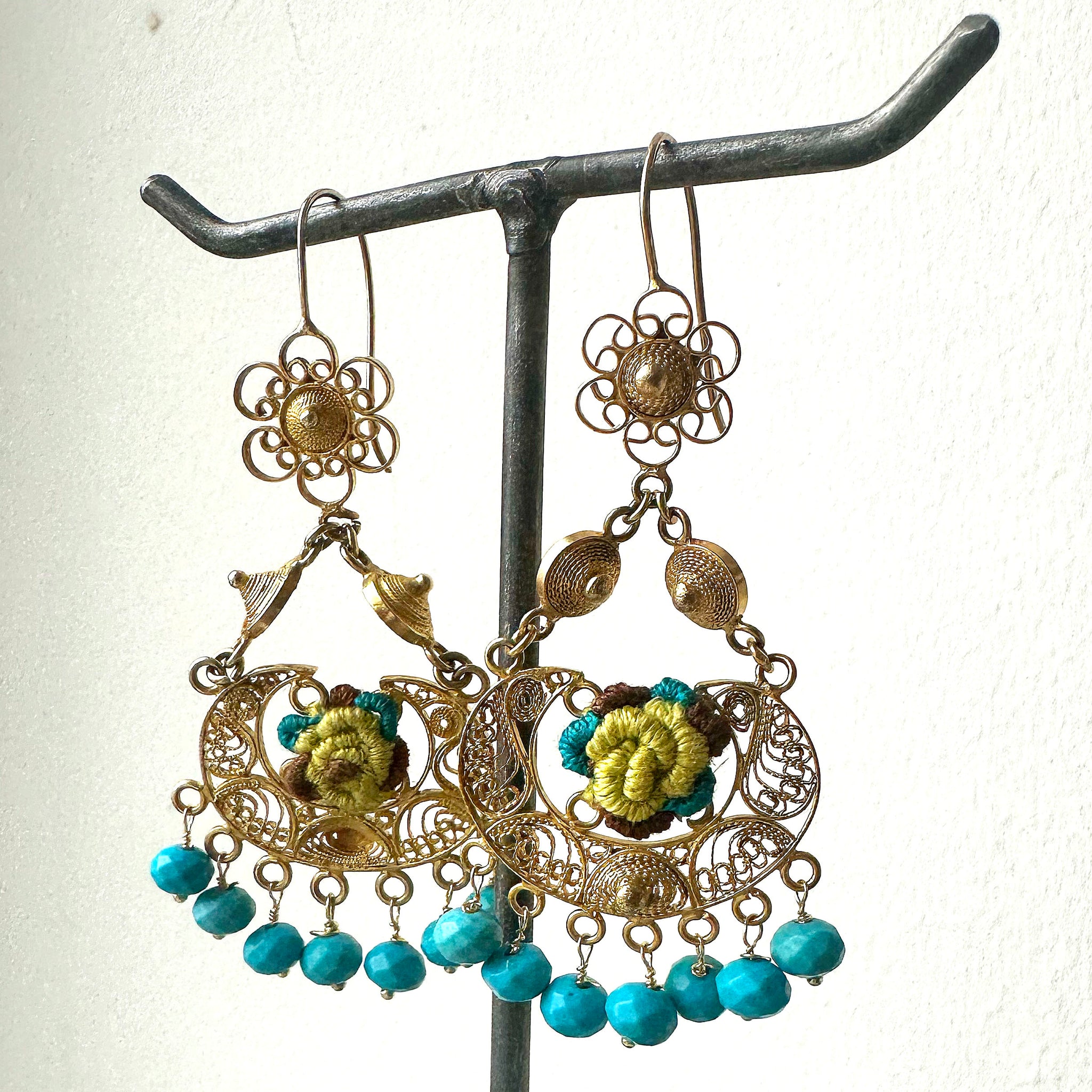 Floral Filigree Chandelier Earrings