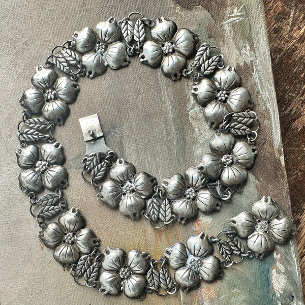 Mexican Flower Necklace - Sterling Silver