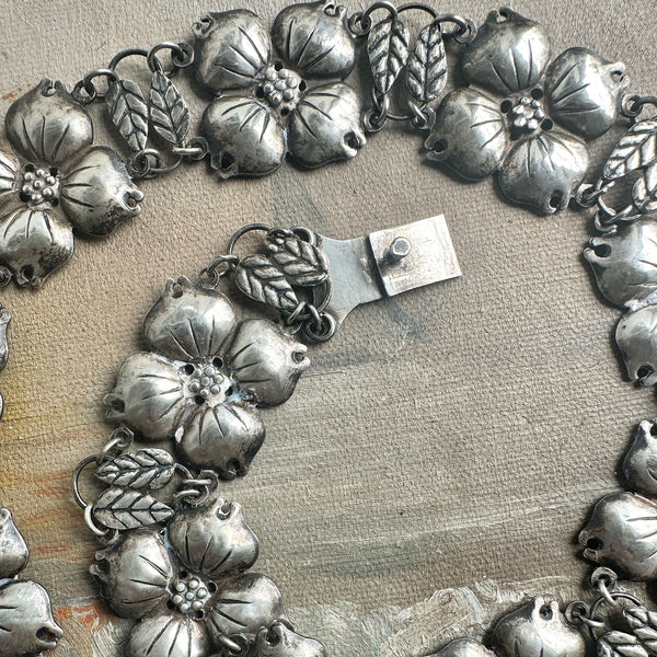 Mexican Flower Necklace - Sterling Silver