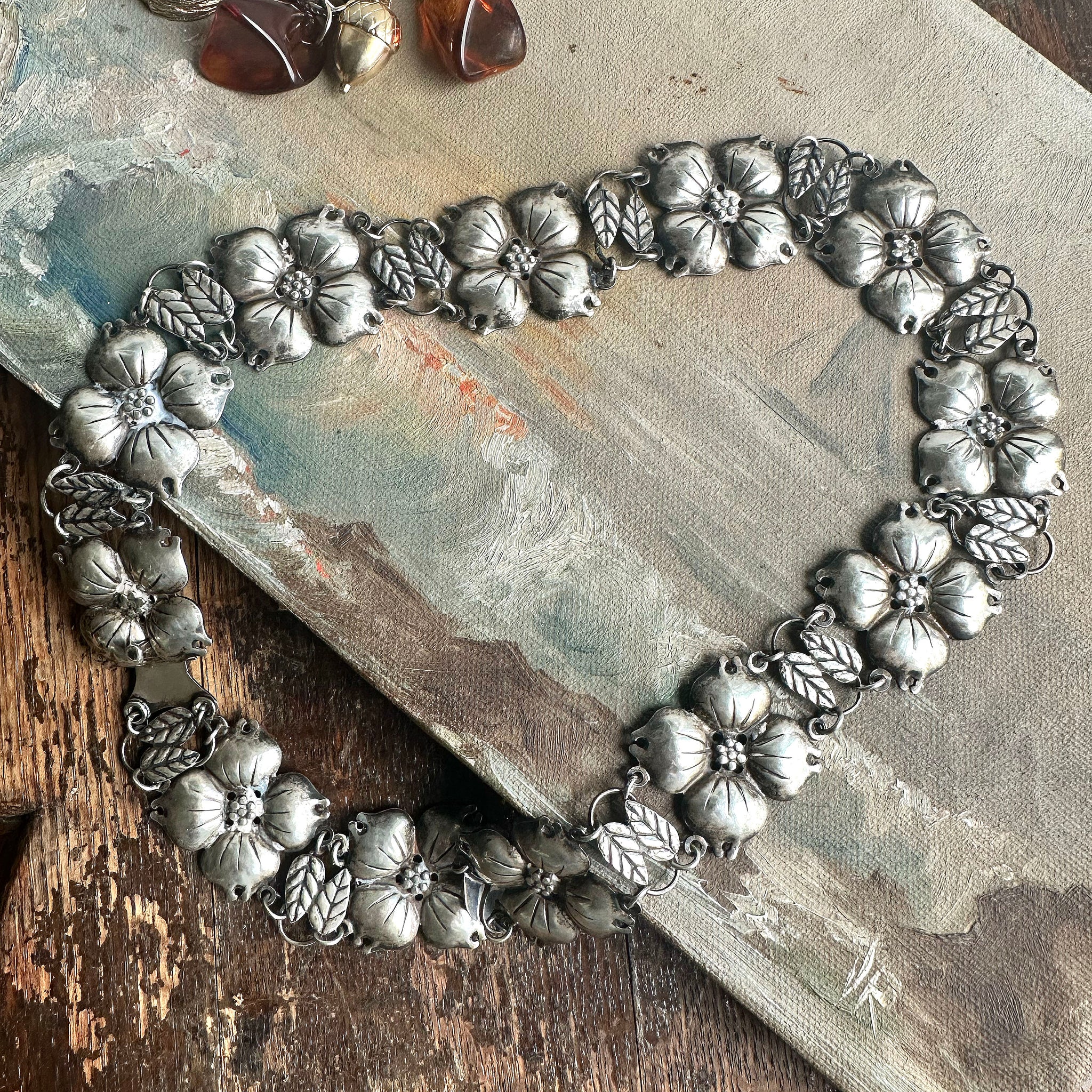 Mexican Flower Necklace - Sterling Silver