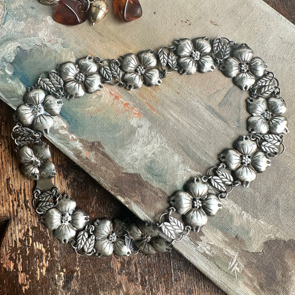 Mexican Flower Necklace - Sterling Silver