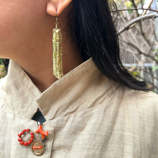 Green Garnet Tassel Earrings