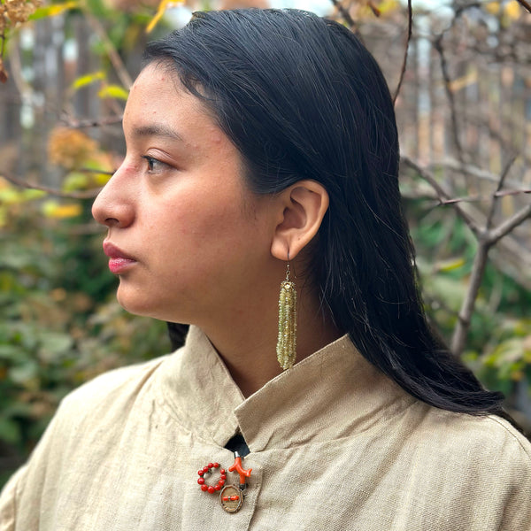 Green Garnet Tassel Earrings