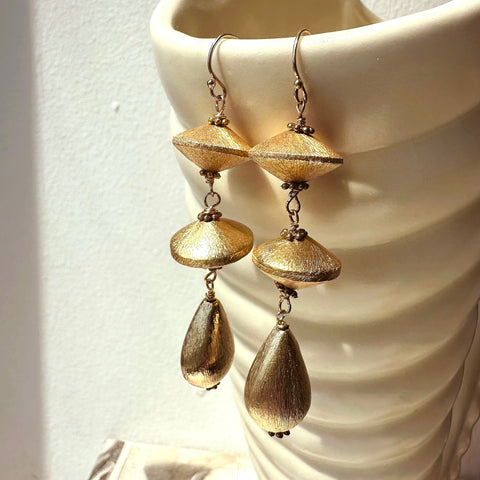 Golden Triple Drop Earrings