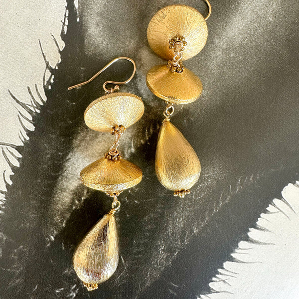 Golden Triple Drop Earrings