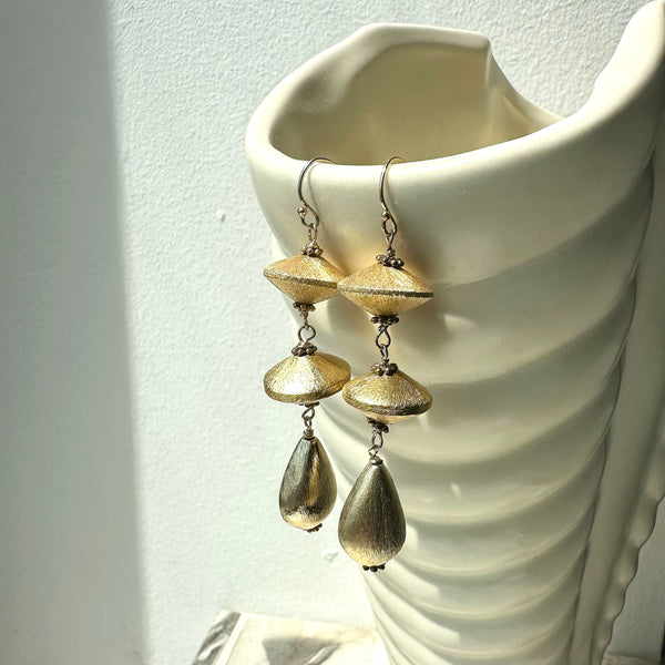 Golden Triple Drop Earrings