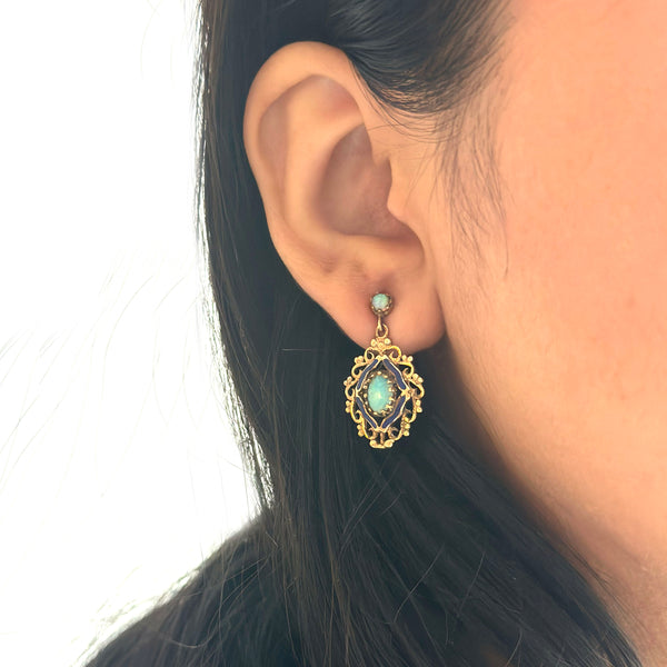 Antique Victorian Opal Earrings