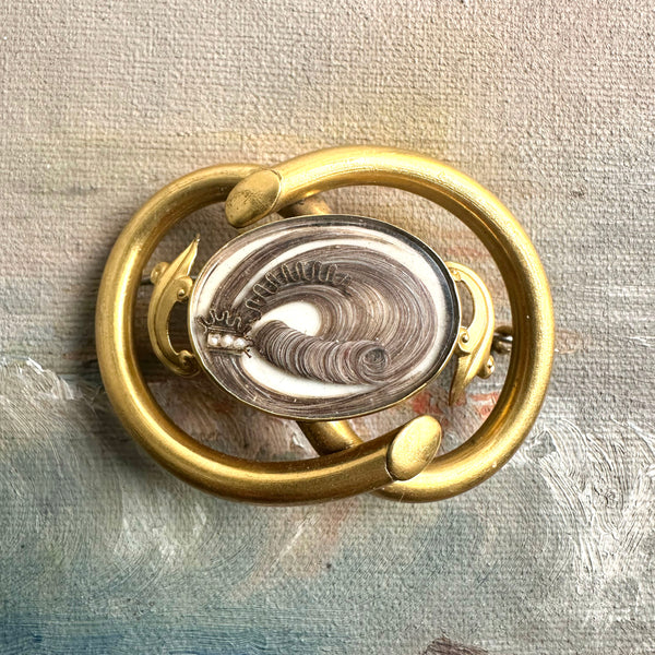 Victorian Hairwork Momento Pin