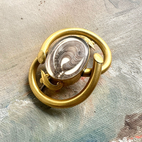 Victorian Hairwork Momento Pin