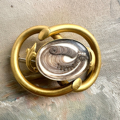 Victorian Hairwork Momento Pin