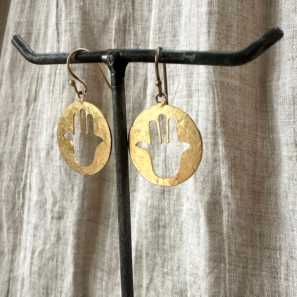 Hamsa Disc Earrings