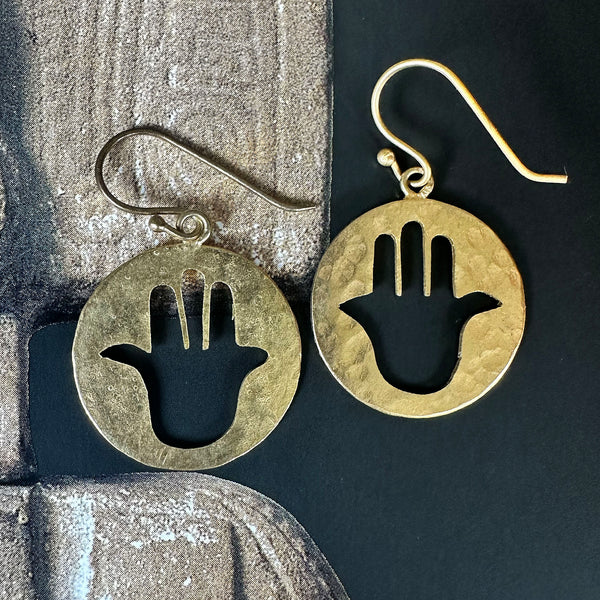 Hamsa Disc Earrings