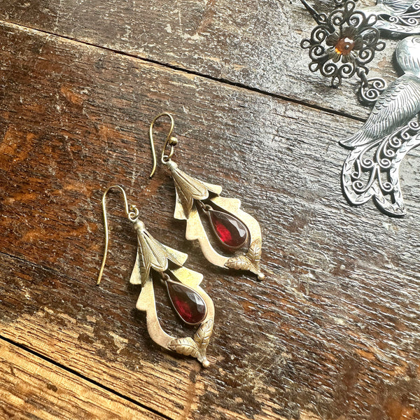 Mexican Sterling Earrings w/ Glass Drop