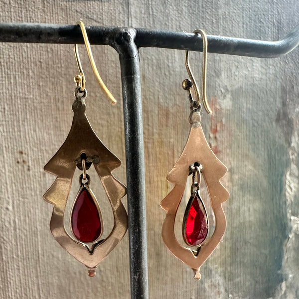 Mexican Sterling Earrings w/ Glass Drop