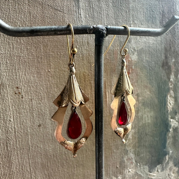 Mexican Sterling Earrings w/ Glass Drop