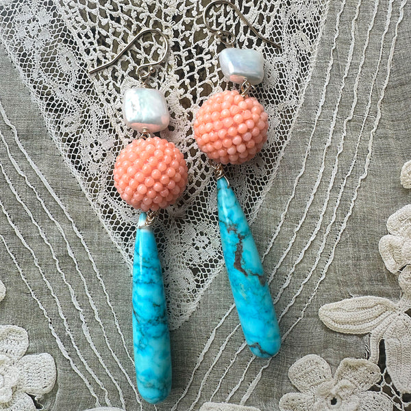 Marbled Turquoise Drop Earrings