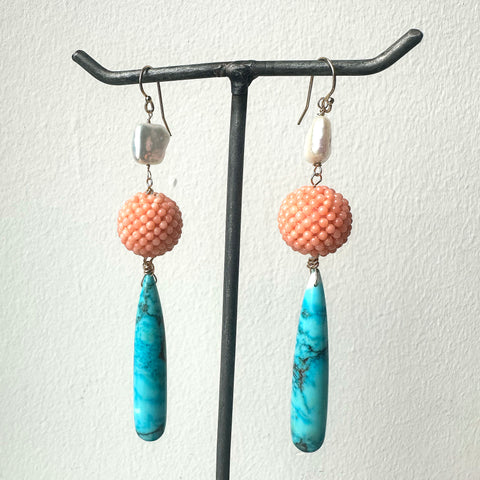 Marbled Turquoise Drop Earrings