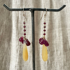 Ruby & Jasper Cluster Drop Earrings