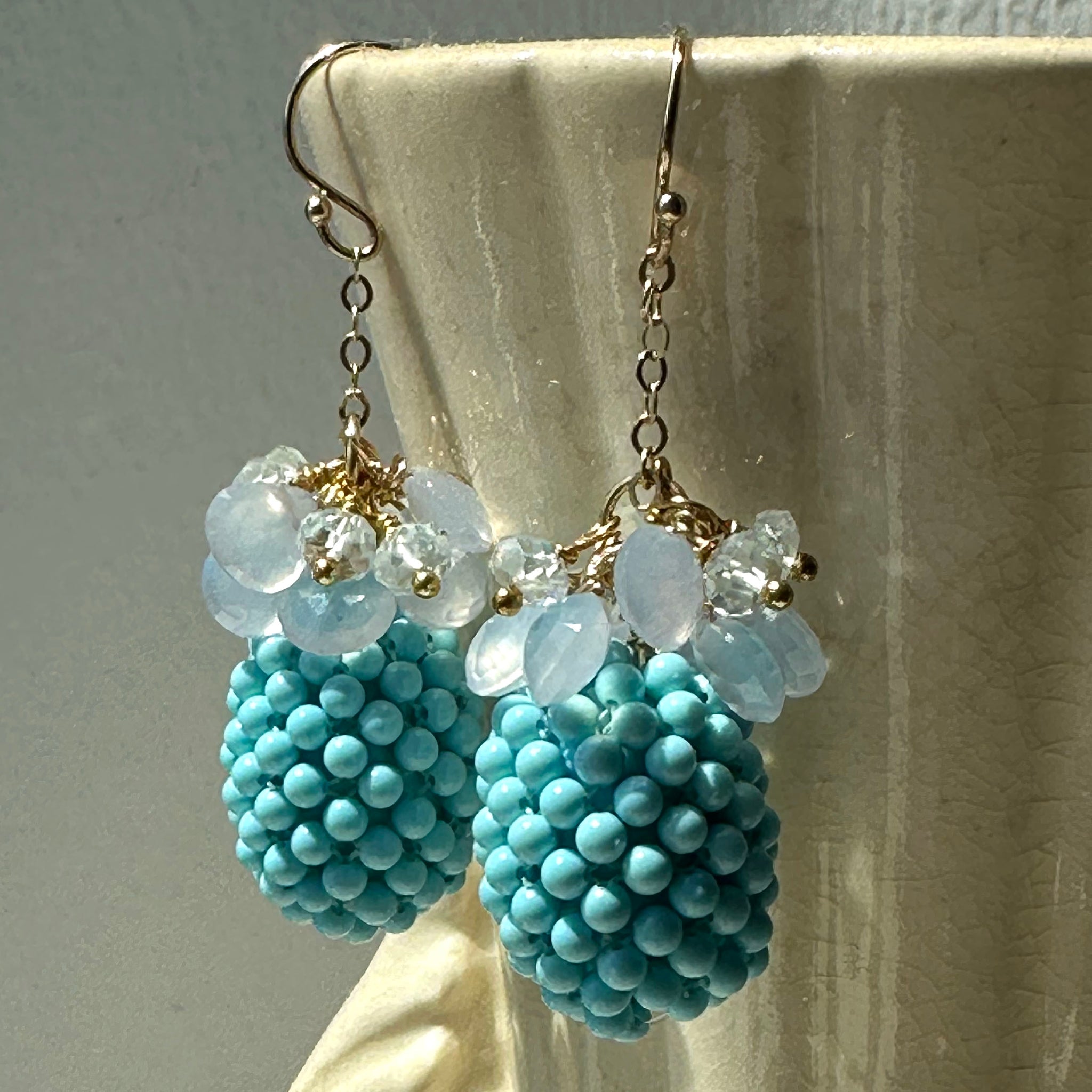 Turquoise Pod Chalcedony Earrings