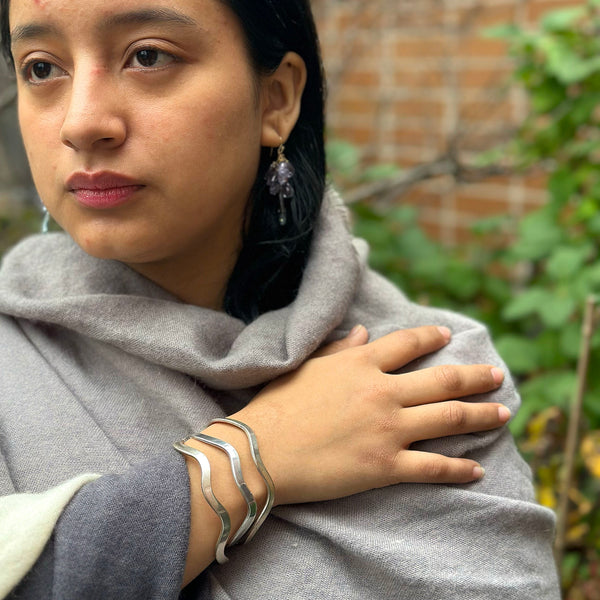 Vintage Sterling Wave Bracelet Trio