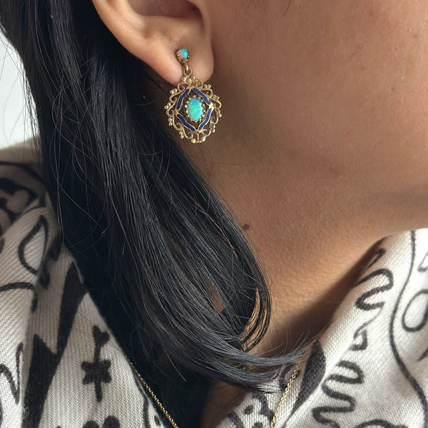Antique Victorian Opal Earrings