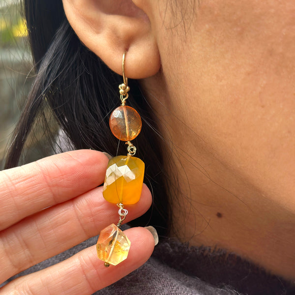 Citrine & Zircon Drop Earrings
