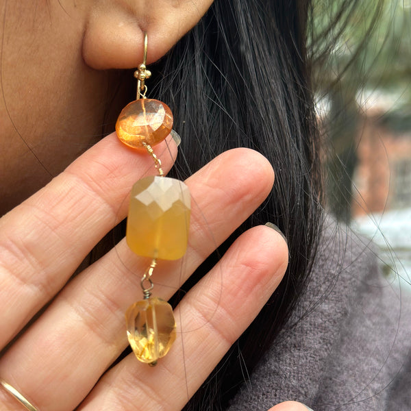 Citrine & Zircon Drop Earrings