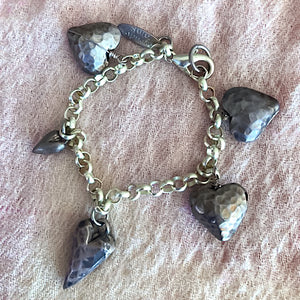 Sterling Bracelet with Five Hearts