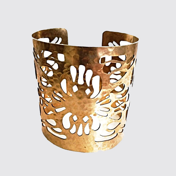 Abstract Flower Cut-Out Cuff Bracelet
