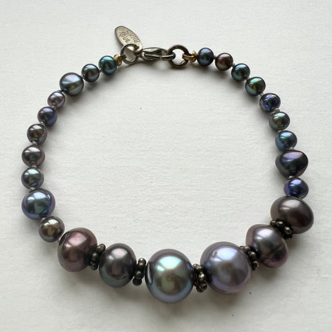 Knotted Grey Freshwater Pearl Bracelet