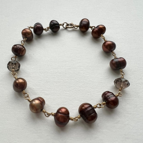 Bracelet, Brown Freshwaater pearl rosery style
