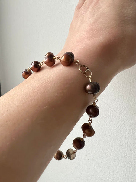 Bracelet, Brown Freshwaater pearl rosery style