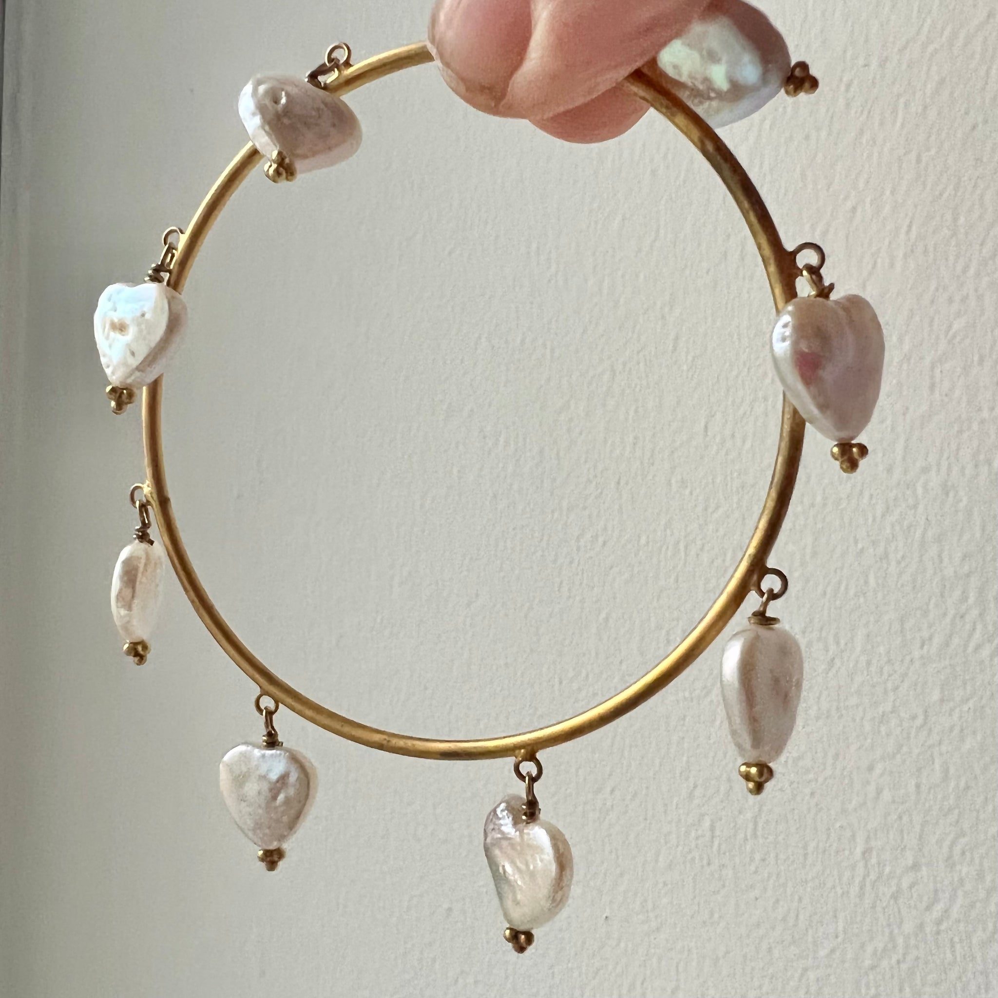 Freshwater Pearl Heart Charm Bracelet