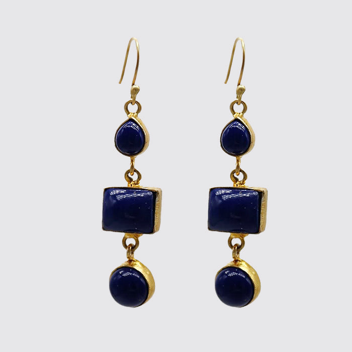 Lapis Bezel Set Earrings